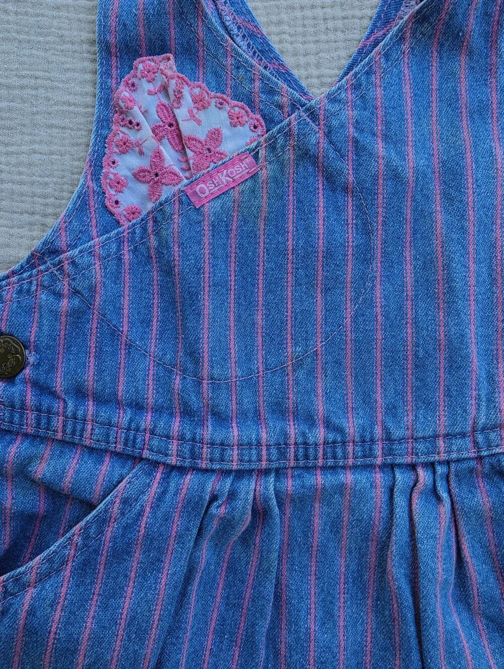 Vintage 80s/ 90s OshKosh B'Gosh Striped Dress Overalls